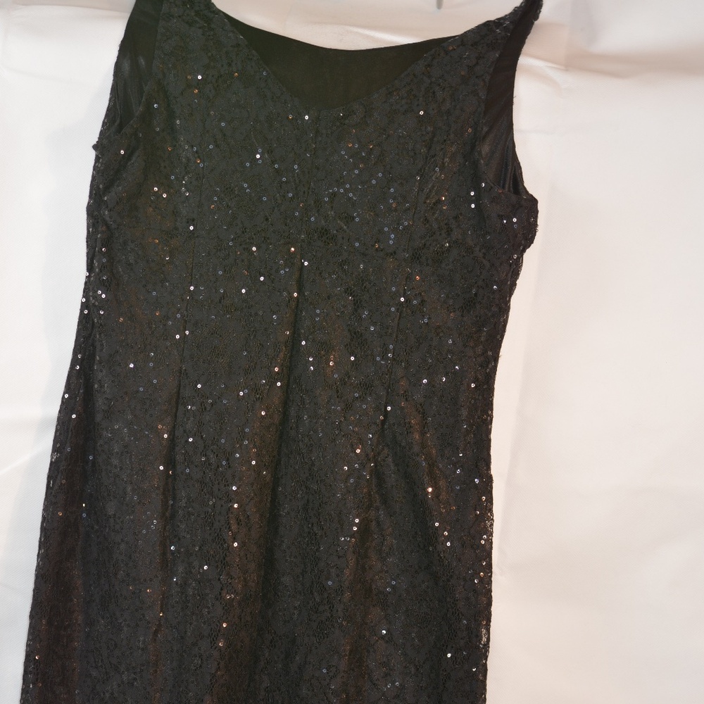 Black Sequinned Tank Style Dress  SZ XL